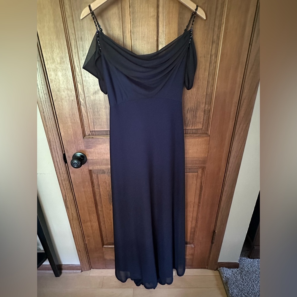 Cache XS‎ Formal Dress Beaded Flowing Elegant Blue Black Prom Evening 💙🖤